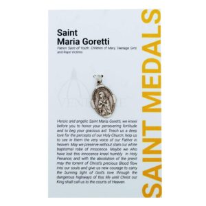 1" Saint and Holy Subject Medal with Prayer Card | Over 25 Different Saints | Durable and Detailed Charm | Pendant Medal Carded with Prayer I (St. Maria Goretti)