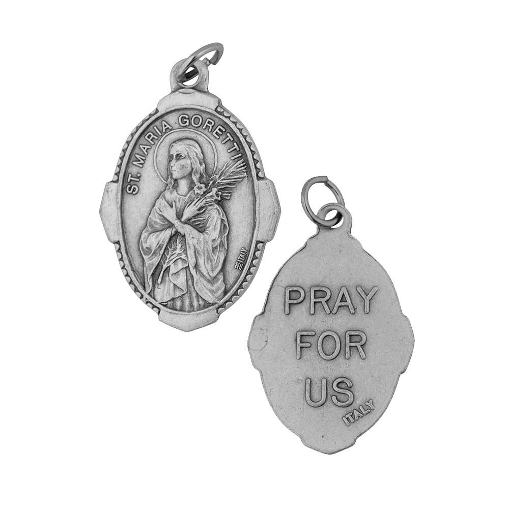 1" Saint and Holy Subject Medal with Prayer Card | Over 25 Different Saints | Durable and Detailed Charm | Pendant Medal Carded with Prayer I (St. Maria Goretti)