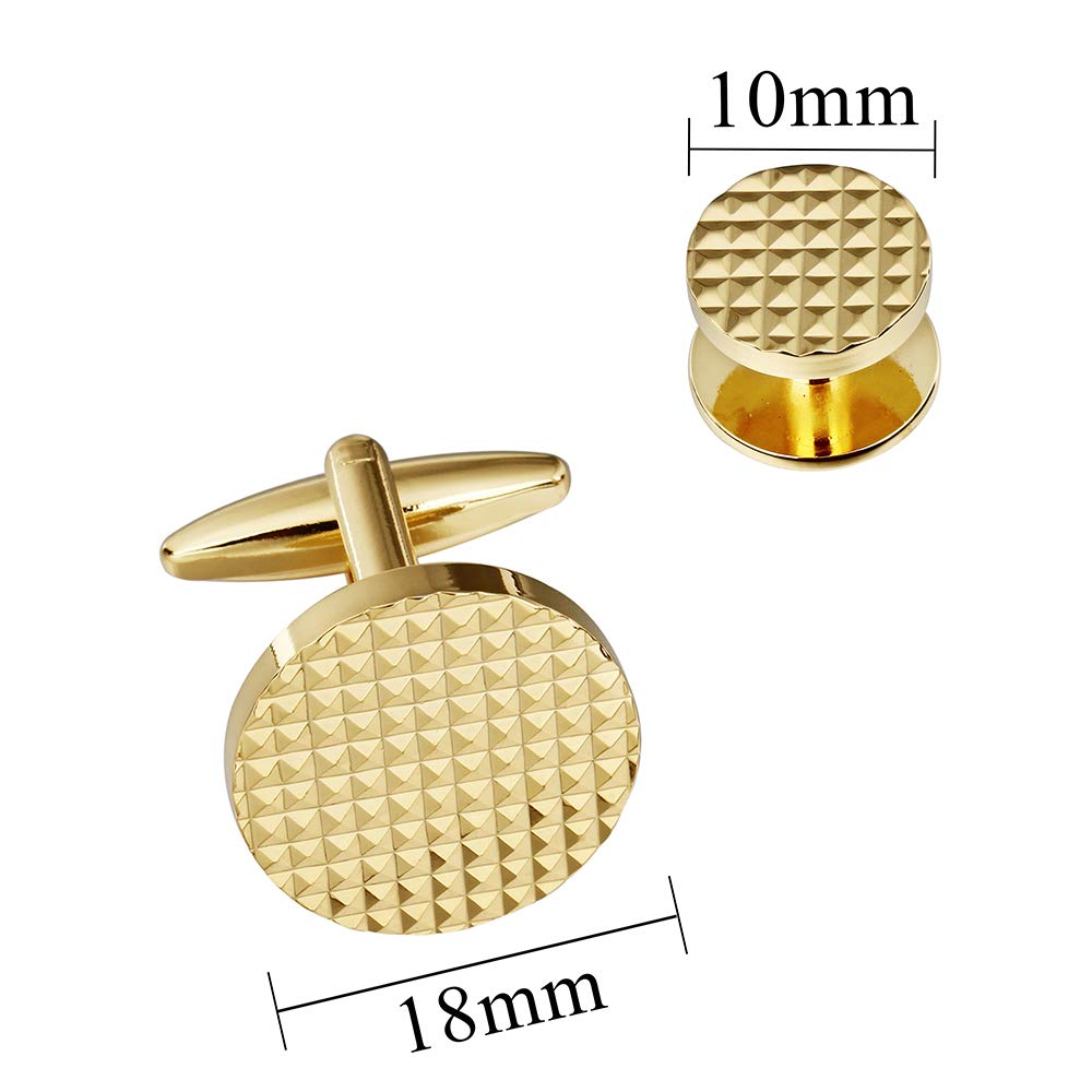 HAWSON Cuff links mens with 6 Tux Studs,Suit for mens Dress Shirt - birthdays metting Wedding Accessories (Gold)