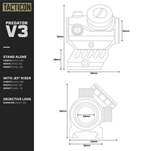 Predator V3 Compact Red Dot Sight | Combat Veteran Owned Company | 45 Degree Offset Mount and Riser Mount Included | Reflex Rifle Optic with 11 Adjustable Brightness Settings | Reddot Gun Scope