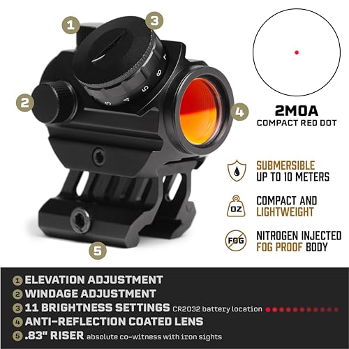 Predator V3 Compact Red Dot Sight | Combat Veteran Owned Company | 45 Degree Offset Mount and Riser Mount Included | Reflex Rifle Optic with 11 Adjustable Brightness Settings | Reddot Gun Scope