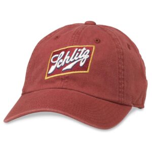 american needle ballpark schlitz beer buckle strap dad hat (pbc-1901e-cinn) cinnabar