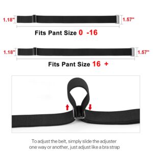 SANSTHS No Show Women Belts Invisible Elastic Stretch Belt with Flat Buckle for Jeans Pants Dresses, Black M