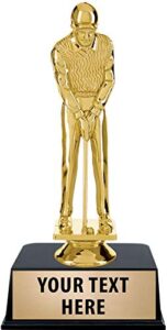 crown awards golf trophies with custom engraving, 6" personalized male golf putter trophy on black base 1 pack