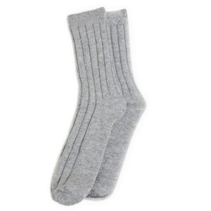 State Cashmere Unisex Ribbed Socks 100% Pure Cashmere Super Soft Bed Cuff Socks (Pale Charcoal, Small/US 6-11)