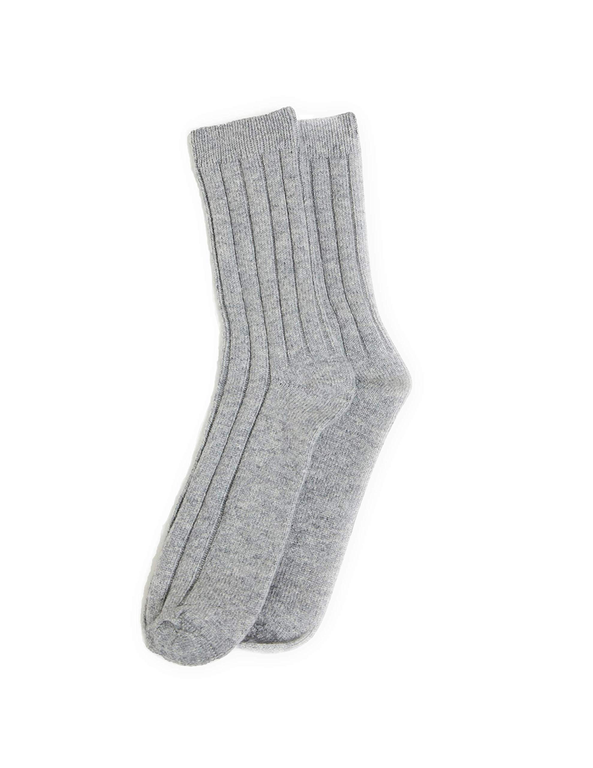 State Cashmere Unisex Ribbed Socks 100% Pure Cashmere Super Soft Bed Cuff Socks (Pale Charcoal, Small/US 6-11)