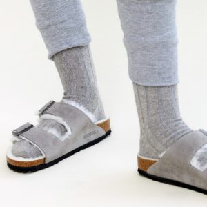 State Cashmere Unisex Ribbed Socks 100% Pure Cashmere Super Soft Bed Cuff Socks (Pale Charcoal, Small/US 6-11)