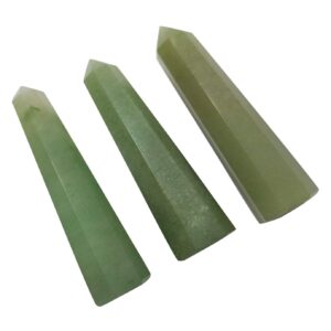 WholesaleGemShop 3 Inch Green Aventurine Gemstones Obelisk Tower Jumbo Facet Aura Rock Crystal Natural Polished Earth Wand Spirit