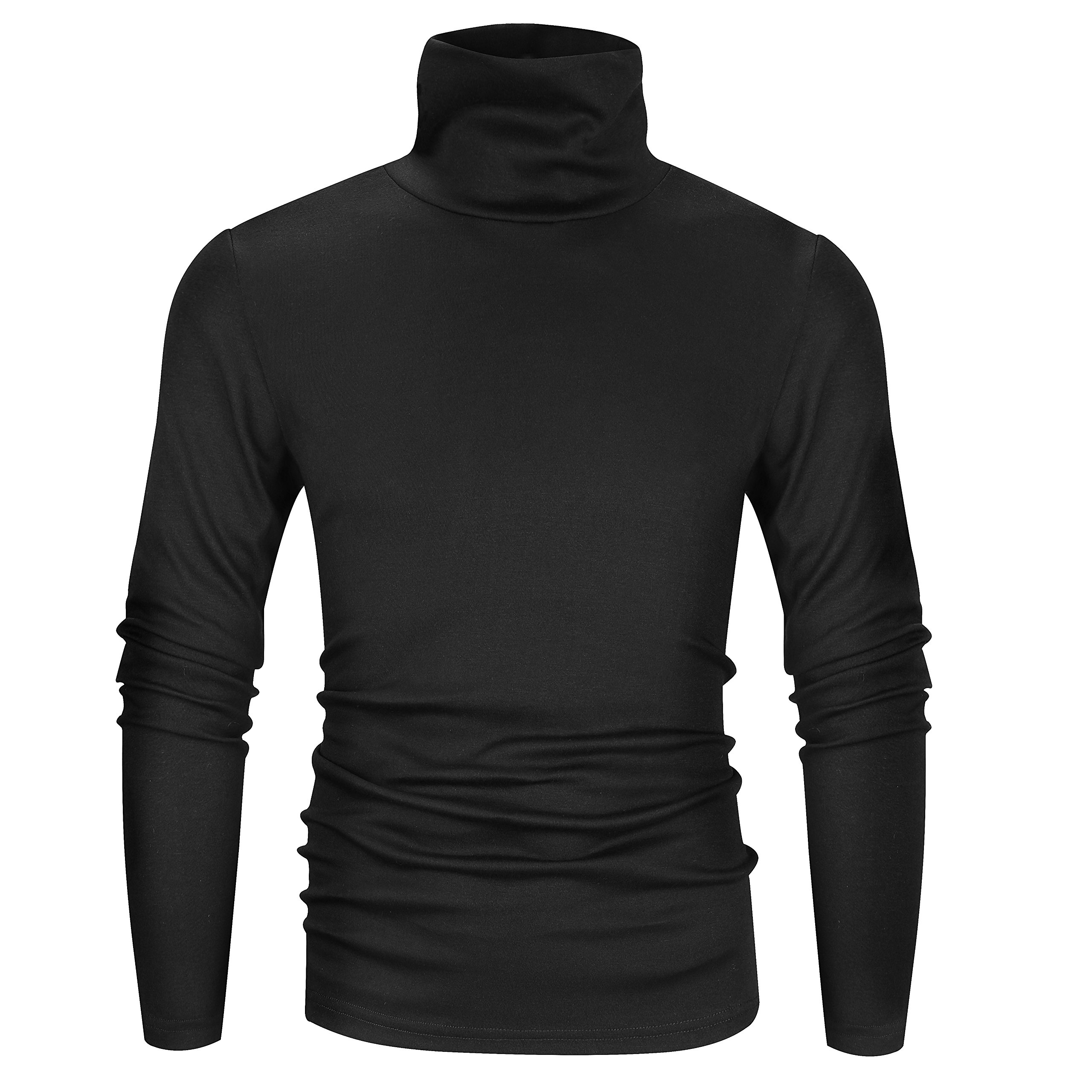 Derminpro Men's Thermal Turtleneck Soft Long Sleeve Soft T-Shirt Black X-Large