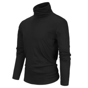 Derminpro Men's Thermal Turtleneck Soft Long Sleeve Soft T-Shirt Black X-Large