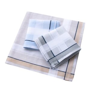 BonjourMrsMr Men's Handkerchies 100% Cotton Hanky 3 Piece Gift