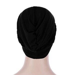 Fxhixiy Hijab Braid Silky Turban Hats for Women Cancer Chemo Beanies Cap Headwrap Headwear (Black)