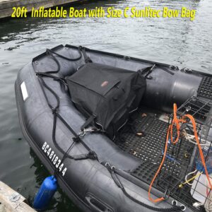 Seamax Sunlitec Front Accessory Storage Bow Bag for Inflatable Boat, with Reflective Line - Size C for 15-20ft Boat