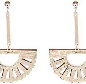 Fashion Wood Dangle Earrings Fan-Shaped Bamboo Needle Earrings Bohemian Personality Jewelry for Women Mother's Day Gift