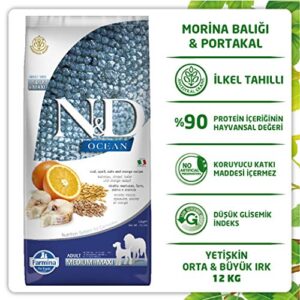 Farmina Natural & Delicious Ocean Ancestral Grain Cod & Orange Adult Medium & Maxi Dog Food 26.4 lb