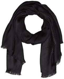 calvin klein women's studded logo pashmina, black, one size