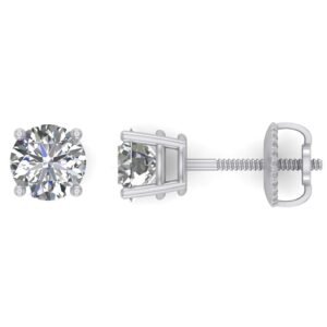 1.00ct tw IGI Certified 14K White Gold Round Diamond Stud Earring with Screw-Backs (G-H, I2-I3)