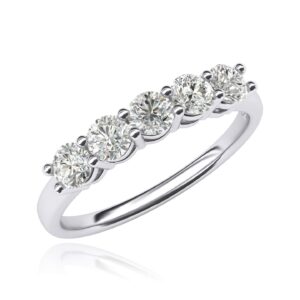 10k white gold eternal five stones anniversary ring simulated brilliant diamonds eternity ring 1.25ctw for women (9)