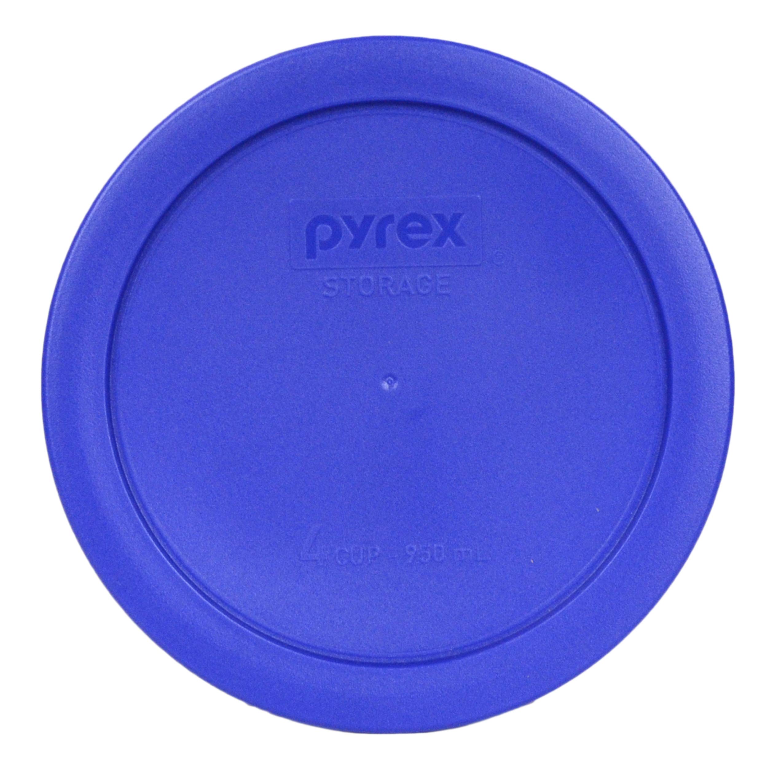 Pyrex (2) 7402-PC 6/7 Cup Blue, (2) 7201-PC 4 Cup Cadet Blue, (3) 7200-PC 2 Cup Blue, (3) 7202-PC 1 Cup Cadet Blue Replacement Food Storage Lids, Made in USA