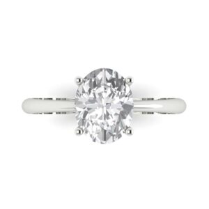 Clara Pucci 2.0 ct Oval Cut Solitaire Genuine Moissanite Wedding Bridal Designer Anniversary Engagement Ring in 14k White Gold for Women