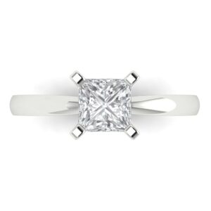 clara pucci 1.0 ct princess cut solitaire genuine moissanite wedding bridal designer anniversary engagement ring in 14k white gold