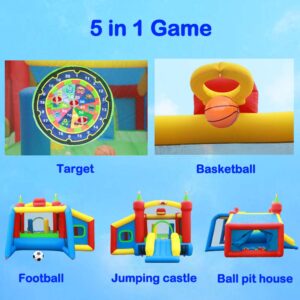 WELLFUNTIME Inflatable Bounce House,Jumping Castle Slide with Blower,Kids Bouncer with Ball Pit