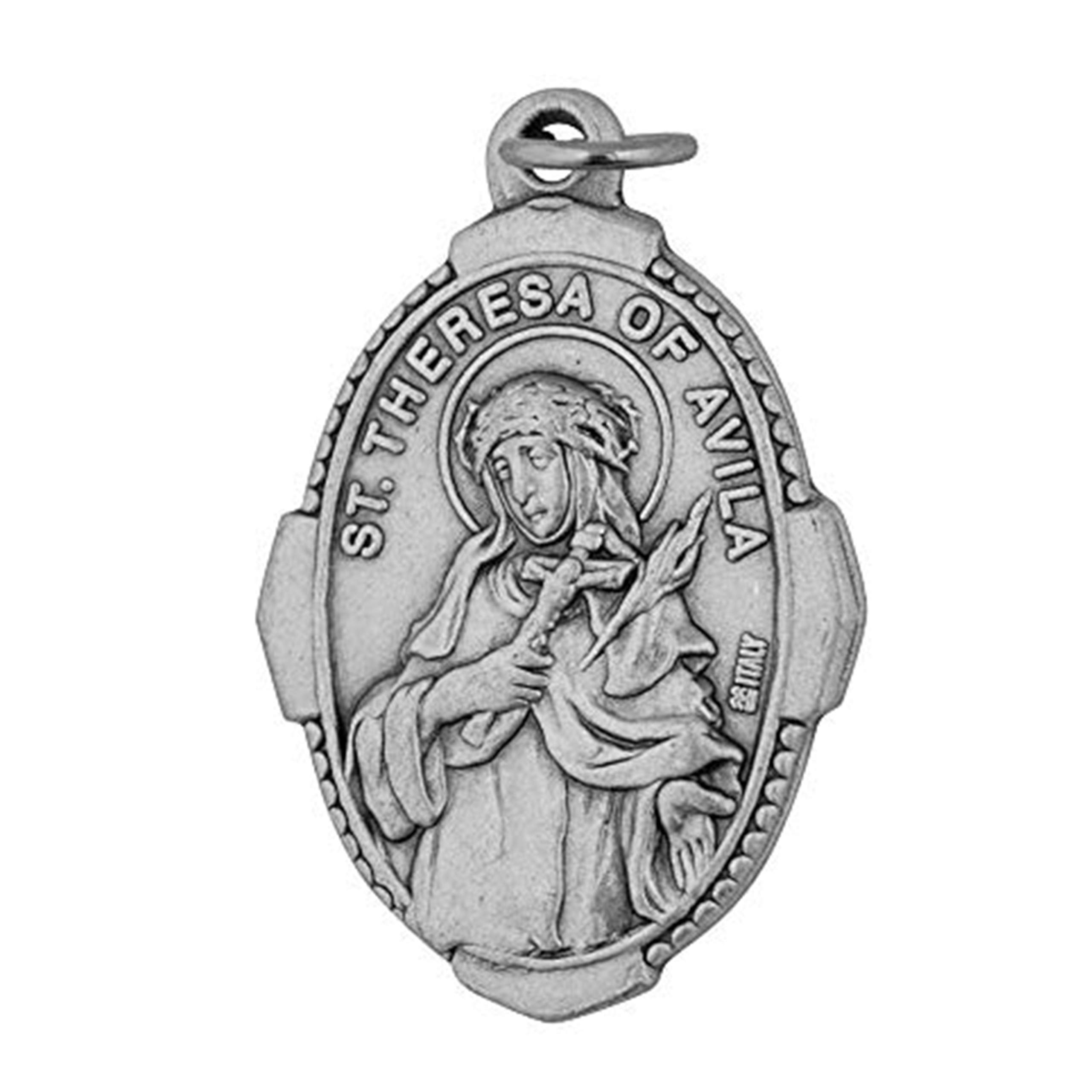 1" Saint and Holy Subject Medal with Prayer Card | Over 25 Different Saints | Durable and Detailed Charm | Pendant Medal Carded with Prayer | Christian Jewelry (St. Teresa of Avila)