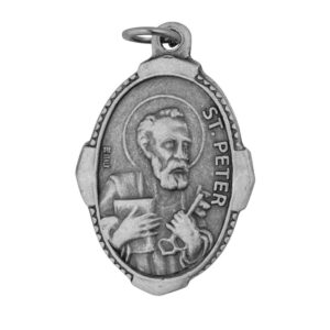 1" Saint and Holy Subject Medal with Prayer Card | Over 25 Different Saints | Durable and Detailed Charm | Pendant Medal Carded with Prayer | Christian Jewelry (St. Peter)