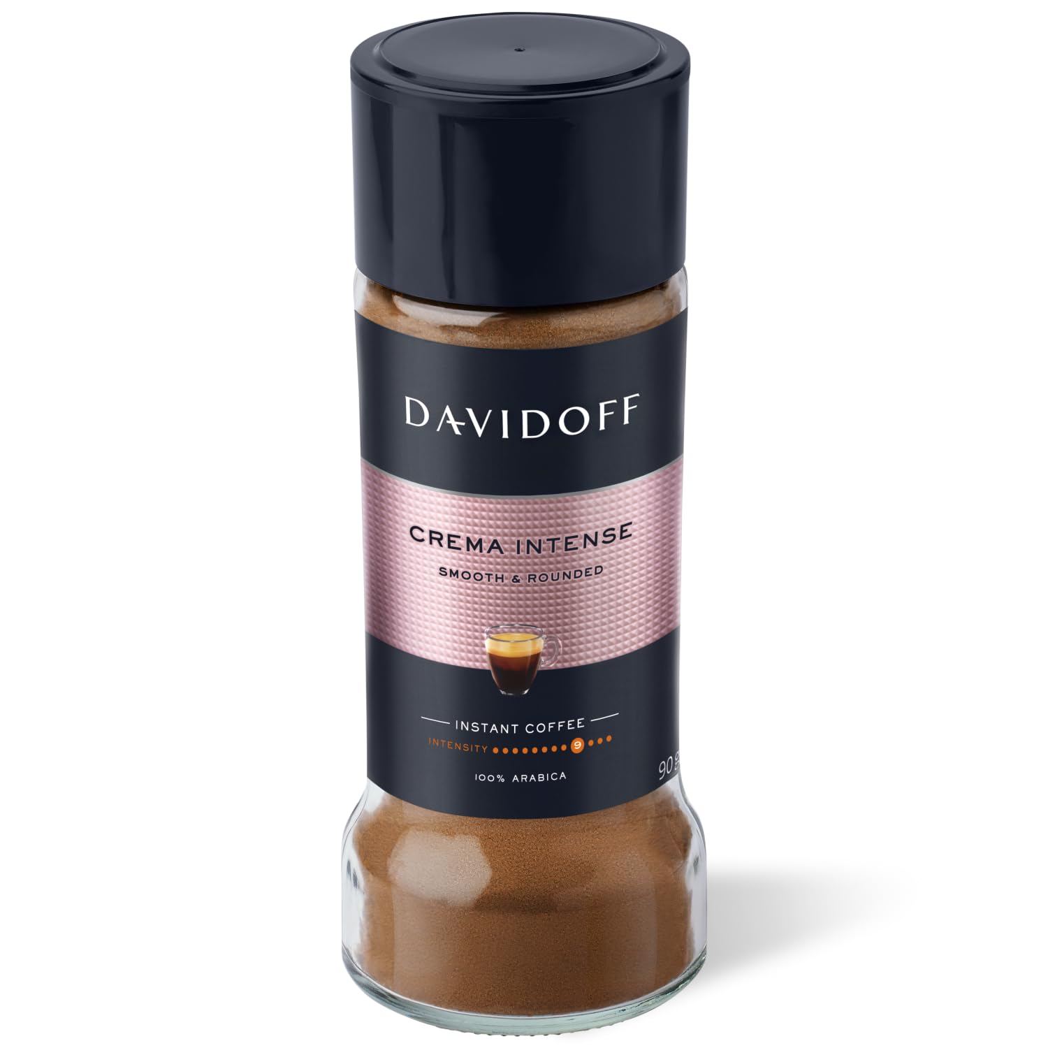 DAVIDOFF Crema Intense Instant Coffee - Smooth and Rounded - Full-body. Delicate Aroma and Elegant Acidity - 100% Arabica Beans - 9/12 Intensity. 10/12 Roasting. 4/12 Acidity - 1 x 3.17 oz