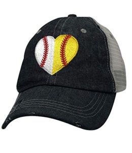 cocomo soul womens ball mom hat | ball mom | ball mom baseball softball mom hat | half baseball half softball hat 400 dark grey