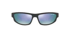 arnette unisex sunglasses matte black frame, grey mirror violet lenses, 56mm