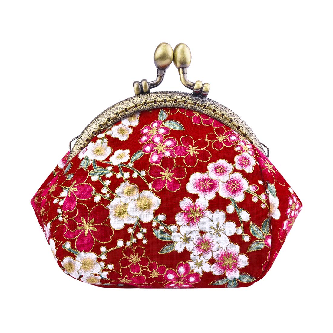 Oyachic Floral Coin Purse,Canvas Wallet with Clasp,Vintage Change Purse,Small Coin Pouch Kiss Lock for Woman Girls