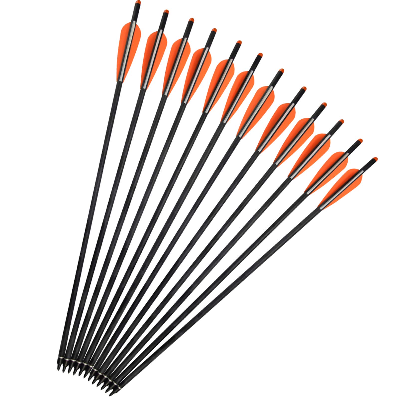 NIKA ARCHERY 16" Crossbow Bolts Mix Carbon Arrows Moon Nock with 4 Inch Vane for Target Hunting Outdoor Sport 12 Pack