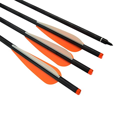 NIKA ARCHERY 16" Crossbow Bolts Mix Carbon Arrows Moon Nock with 4 Inch Vane for Target Hunting Outdoor Sport 12 Pack