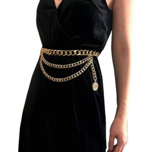 Women Thick Metal Link Waist Chain for Dress Multilayer Tassel Waist Belt Belly Chains Waistbands Body Jewelry