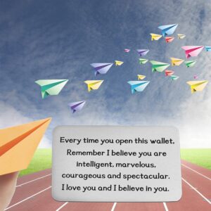 Inspirational Gift Metal Wallet Card Insert Remember I Love You And Believe In You Encouragement Gift for Son Daughter Friend Gifts (silver)