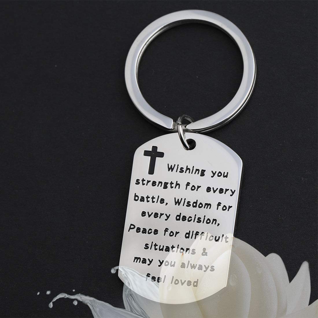 HOLLP Christianity Prayer Jewelry Christian Keychain Religion Strength Keyring Wishing You Strength For Every Battle Gift (dog tap)