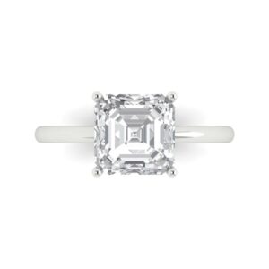 clara pucci 2.5 ct asscher cut solitaire genuine moissanite wedding bridal designer anniversary engagement ring in 14k white gold