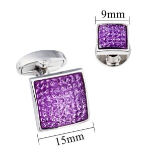 HAWSON Graceful Square Purple Crystal Man Tuxedo Cufflinks Shirt Studs (Purple)