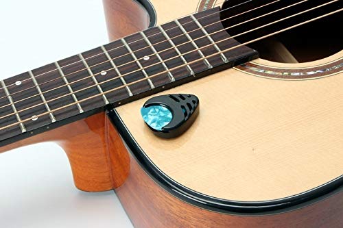 Guitar Picks & Guitar Pick Holder Easy to Paste on the Guitar Suitable for Acoustic Guitar Electric Guitar Bass Ukulele - Stick-on Holder + 10 Guitar Picks(Black Holder)