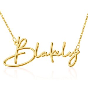 Yofair Custom Name Necklace Personalized 18K Gold Plated Nameplate Pendant Gift for Women