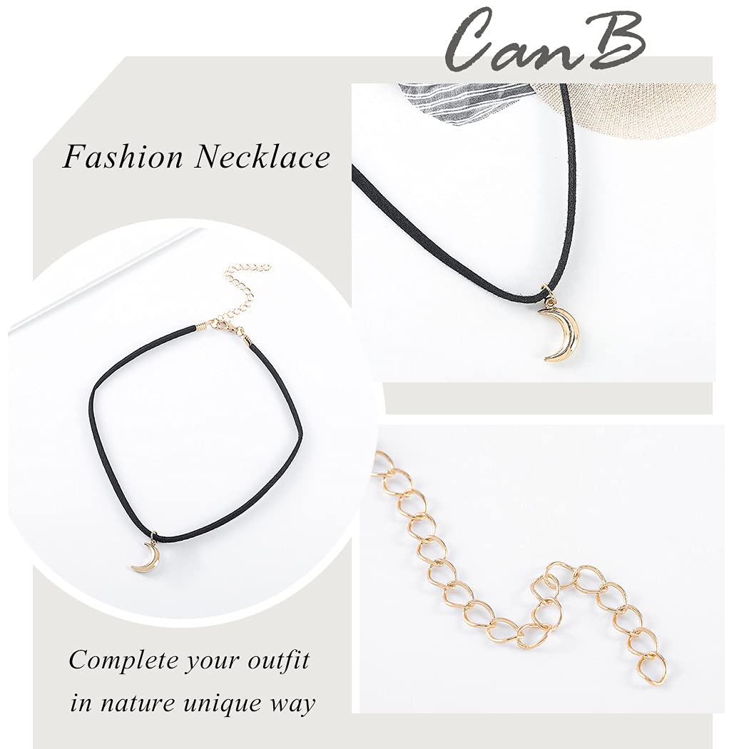 CanB Moon Choker Dainty Choker Velvet Black Choker Moon Necklace Fashion Choker Necklace for Women