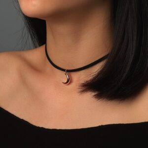 CanB Moon Choker Dainty Choker Velvet Black Choker Moon Necklace Fashion Choker Necklace for Women