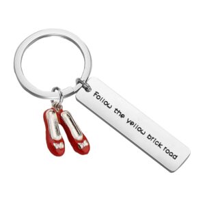 pliti high school graduation gift for her follow the yellow brick road red shoes keychian follow your dreams motivational inspirational gift (follow brick road key)