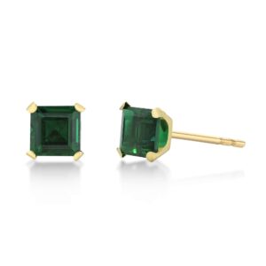 .30 carat tw green emerald stud earrings square in 10k yellow gold 4mm by lavari jewelers