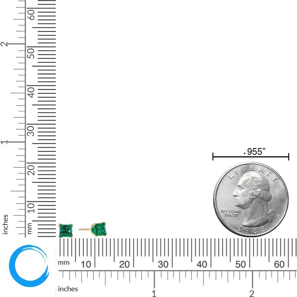 .30 carat tw Green Emerald Stud Earrings Square in 10K Yellow Gold 4MM by Lavari Jewelers