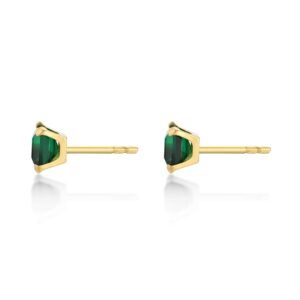 .30 carat tw Green Emerald Stud Earrings Square in 10K Yellow Gold 4MM by Lavari Jewelers