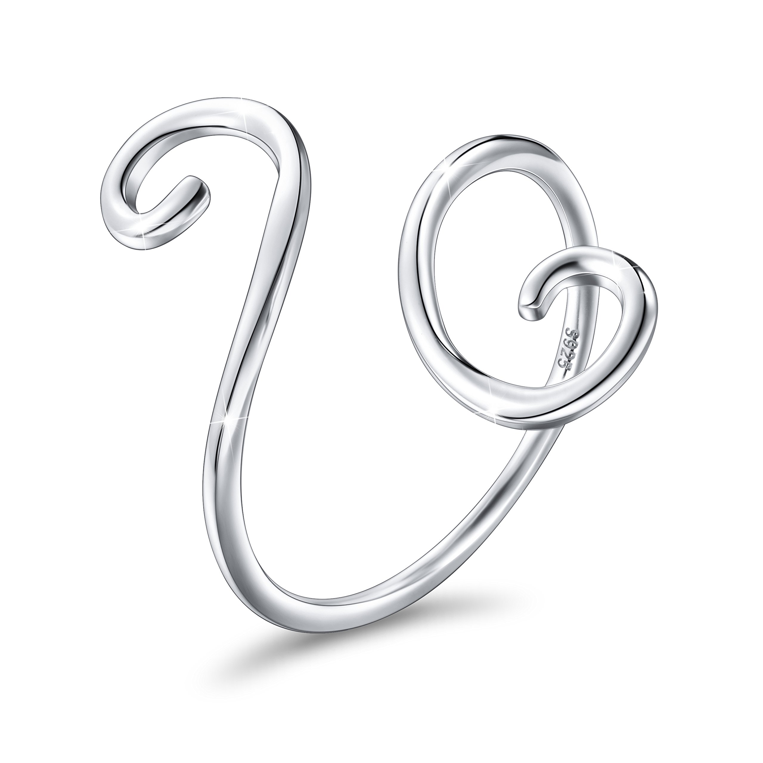 DAOCHONG Simple Ring for Women S925 Sterling Silver Adjustable Wrap Open Spiral Spoon Ring 8