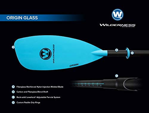 Wilderness Systems Origin Recreation/Touring Kayak Paddle |Fiberglass/Nylon Blade | Carbon Blend Shaft (220-240cm), Black