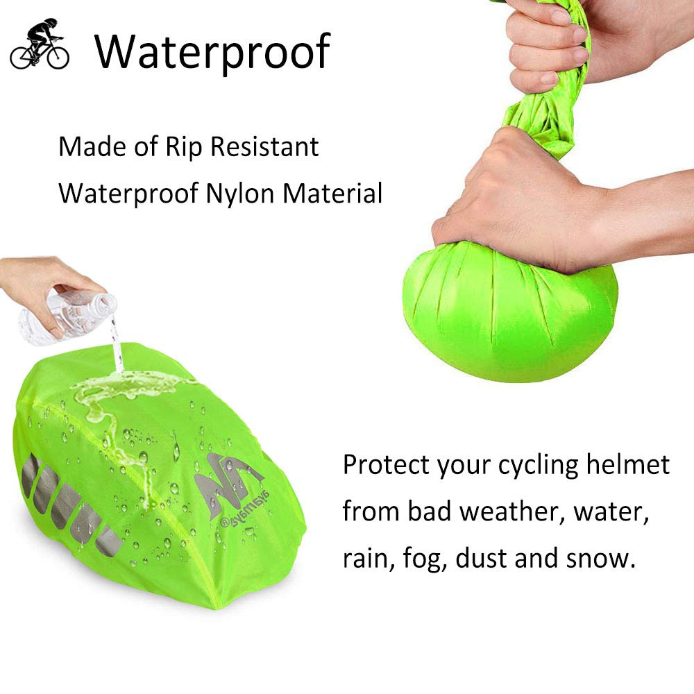 ayamaya Bike Helmet Cover with Reflective Strip, High Visibility Waterproof Cycling Bicycle Helmet Rain Cover Windproof Dustproof Breathable Road Bicycle Helmet Water Cover Ride Gear